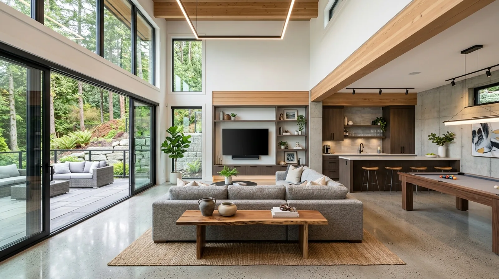 Basement development in a Burnaby custom home: walkout, daylight, and dry