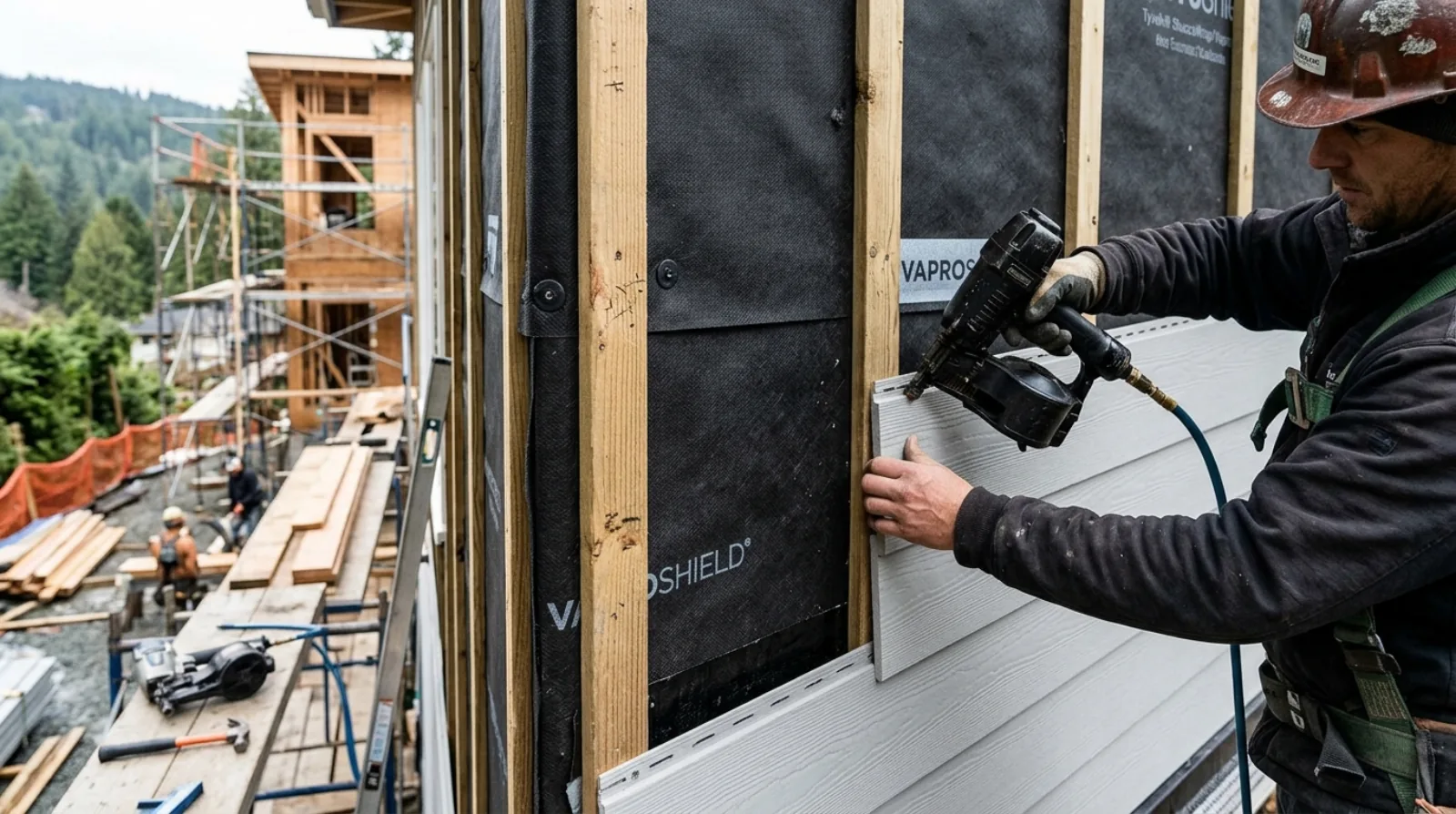 The building envelope and rainscreen on a Burnaby custom home