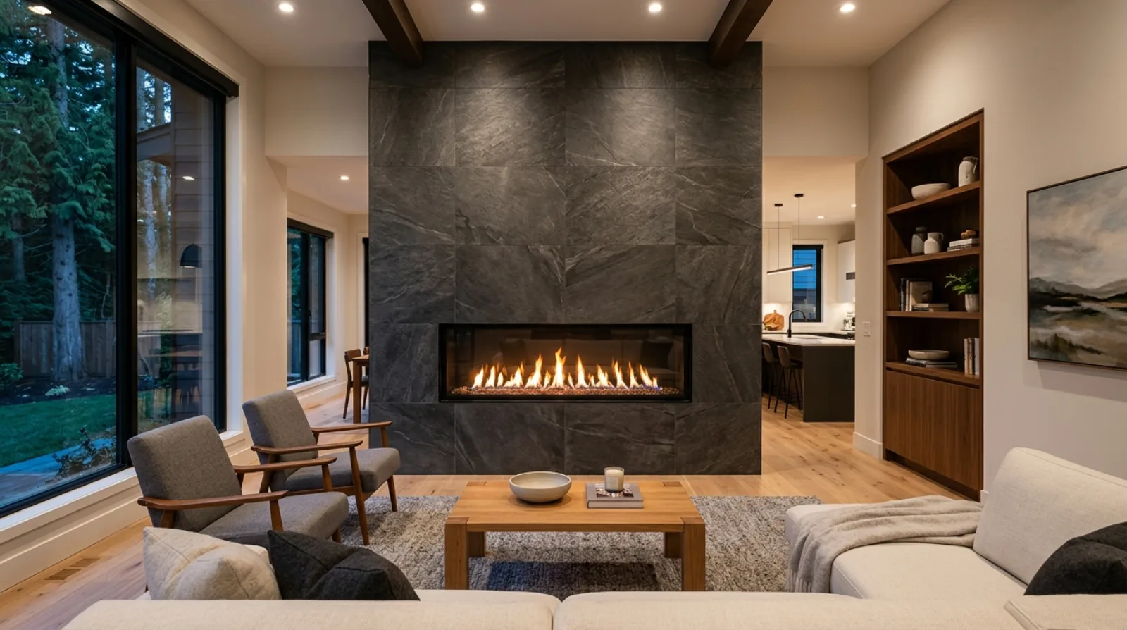 Fireplace design in a Burnaby custom home: gas, electric, or wood