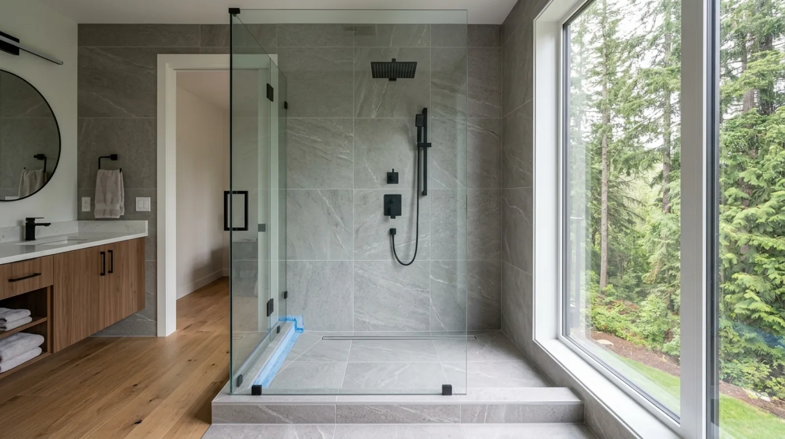 Tile and the waterproofing behind it in a Burnaby custom home