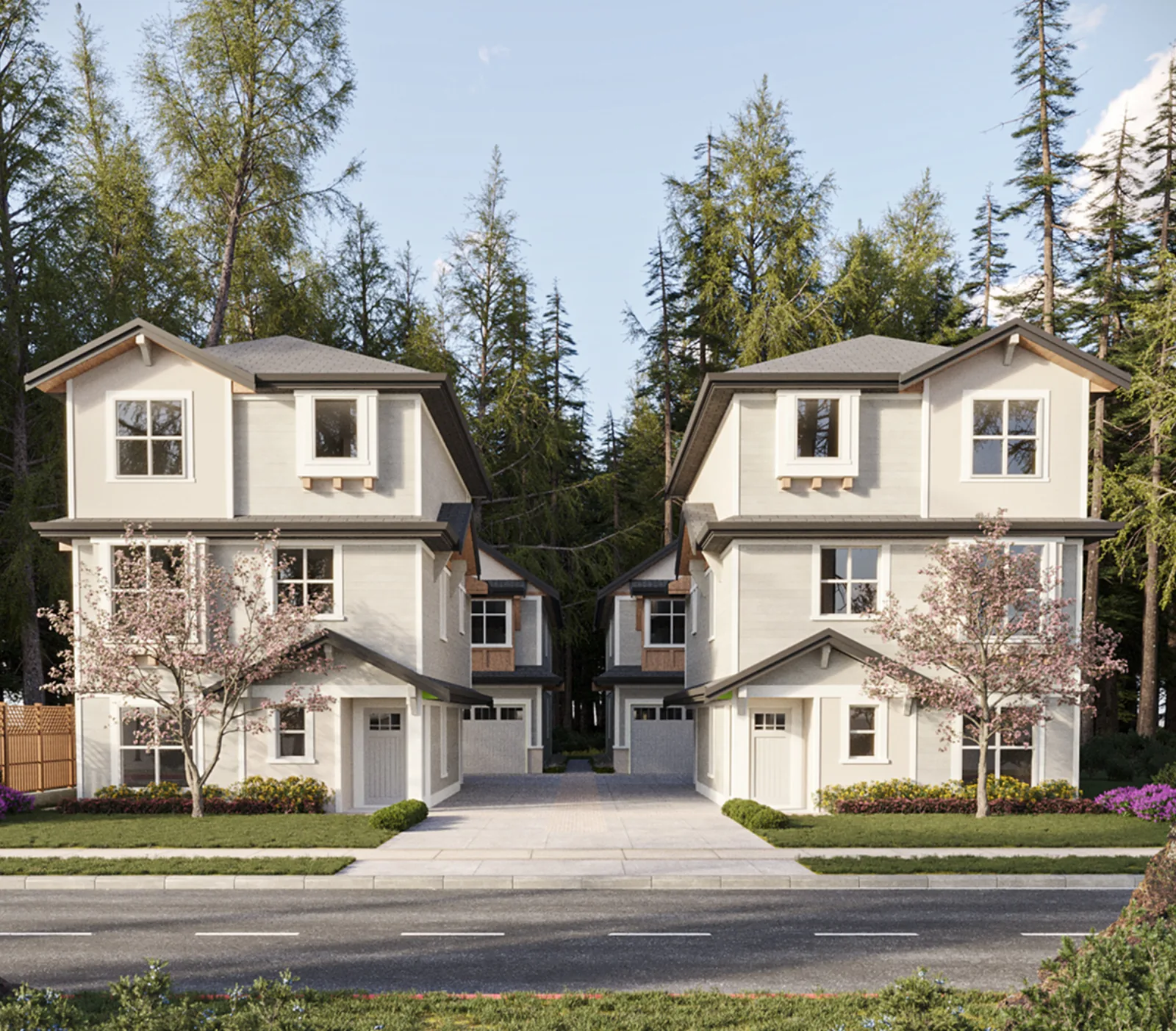 Street view of 7609 Coldicutt looking down the cul-de-sac between two of the detached homes