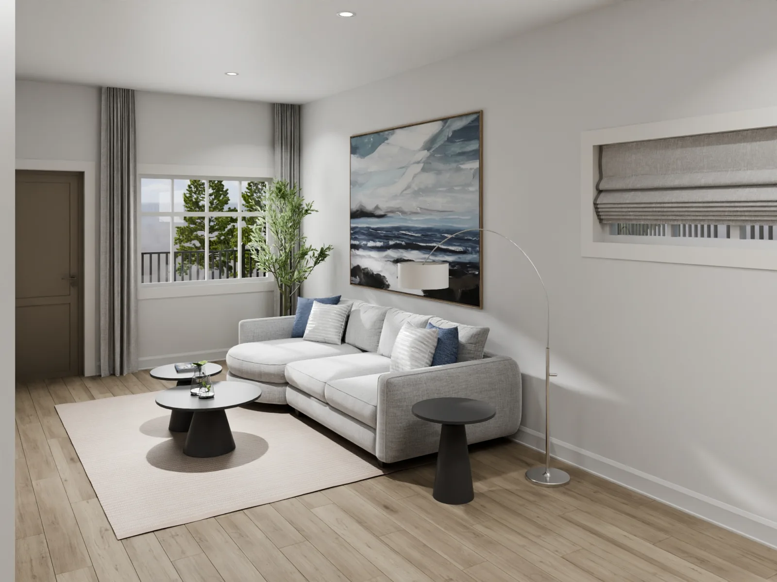 Living, dining and kitchen flow as one bright room, the kind of open main floor a family actually lives in.