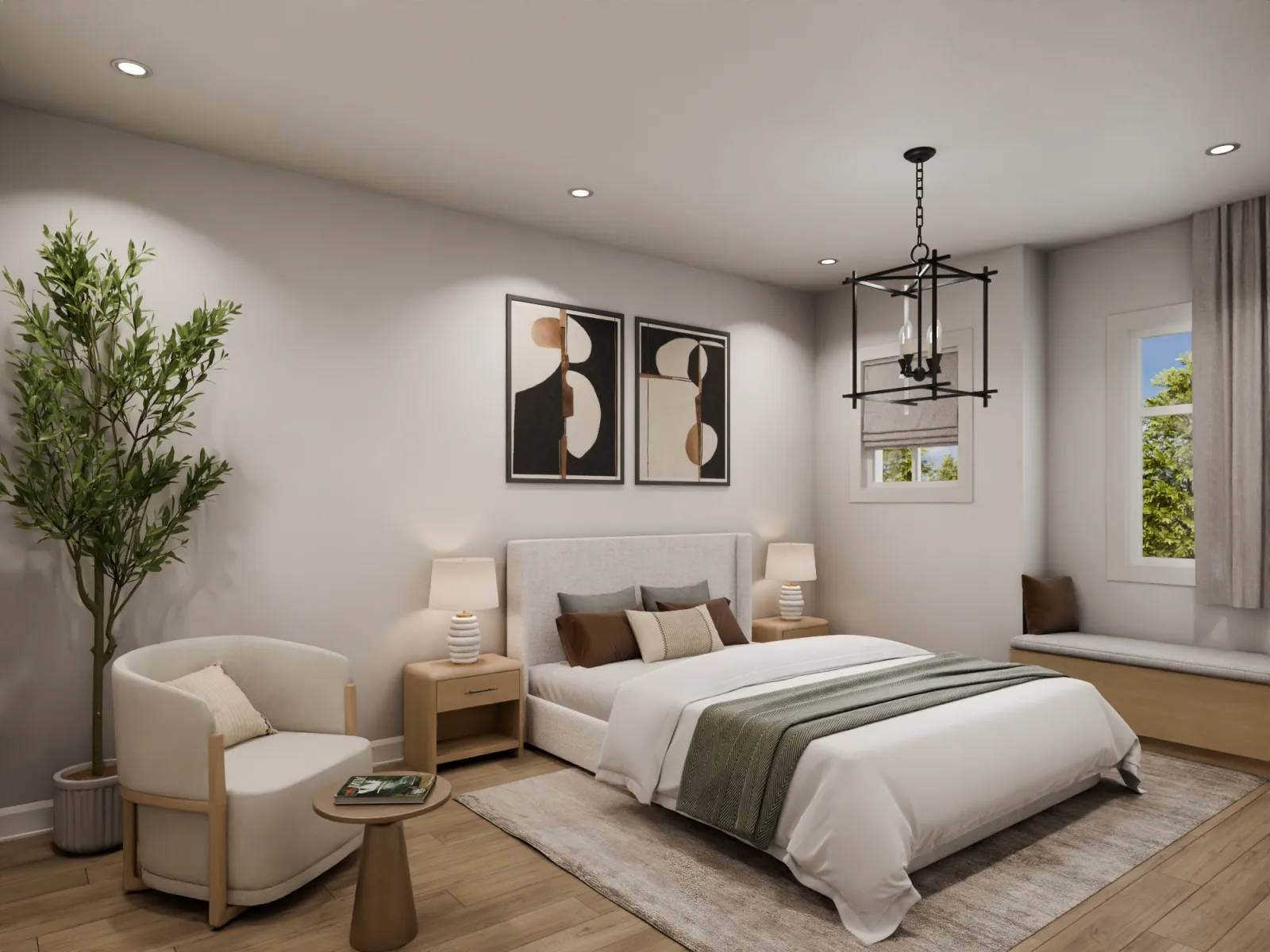 The primary bedroom keeps the world out, a calm, full-size retreat with its own ensuite, no strata and no monthly fees, just quiet.